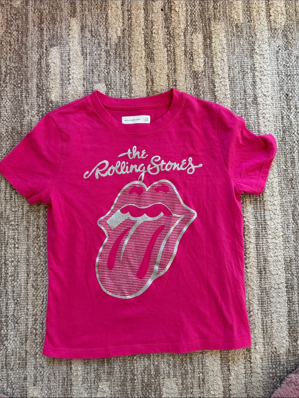 abercrombie kids Hot Pink Rolling Stones Graphic Tee